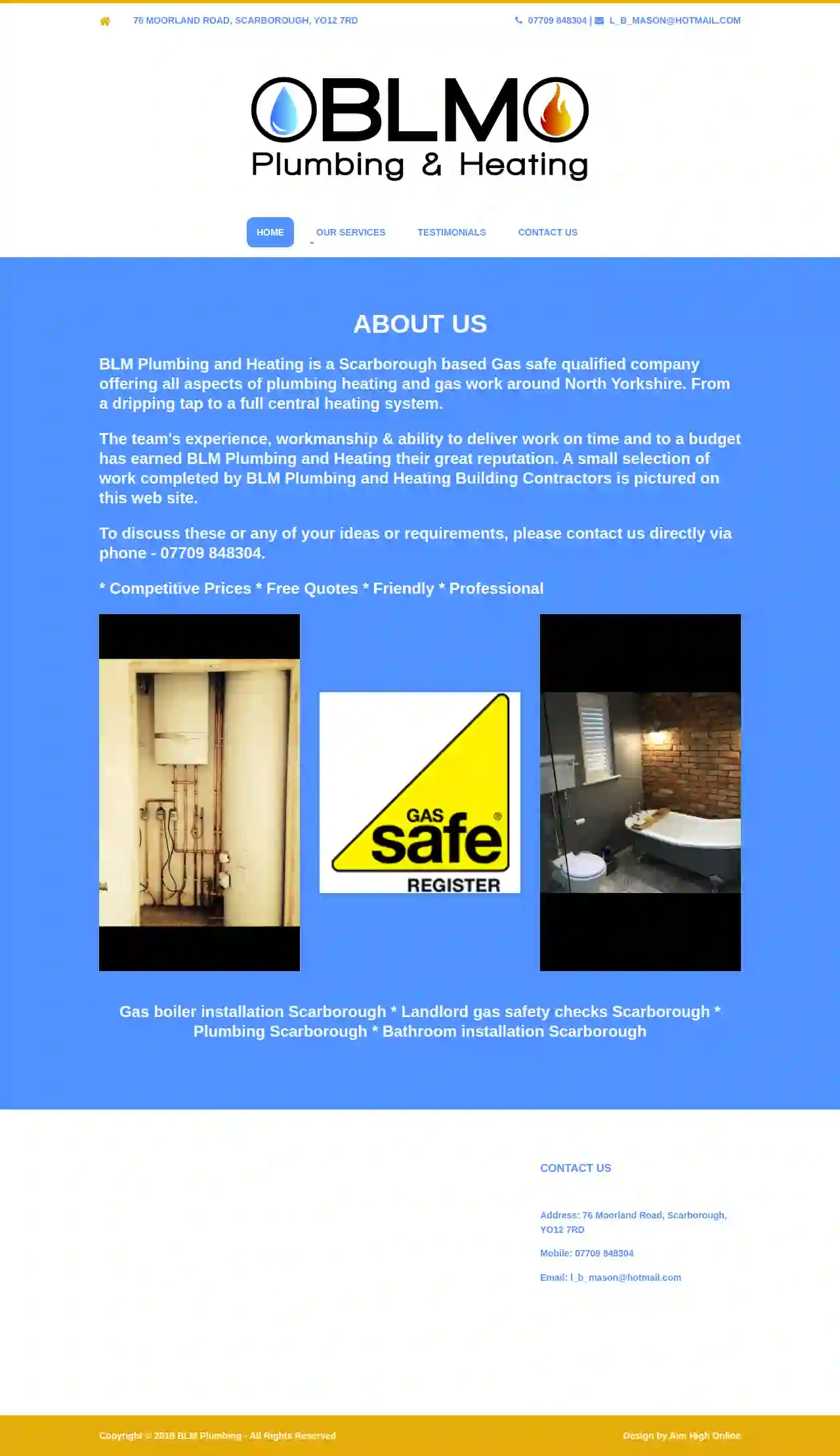 BLM Plumbing & Heating Ltd - Gas Boiler Installation / Landlord Gas Safety Checks Scarborough