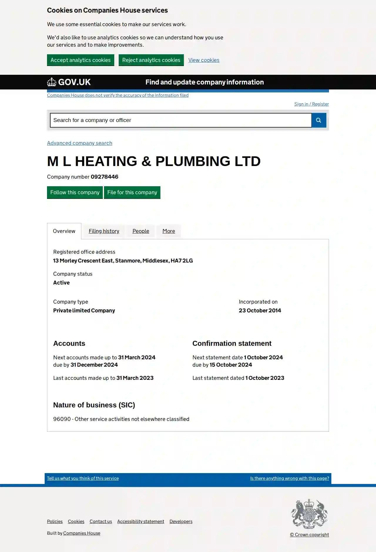 M L Heating & Plumbing