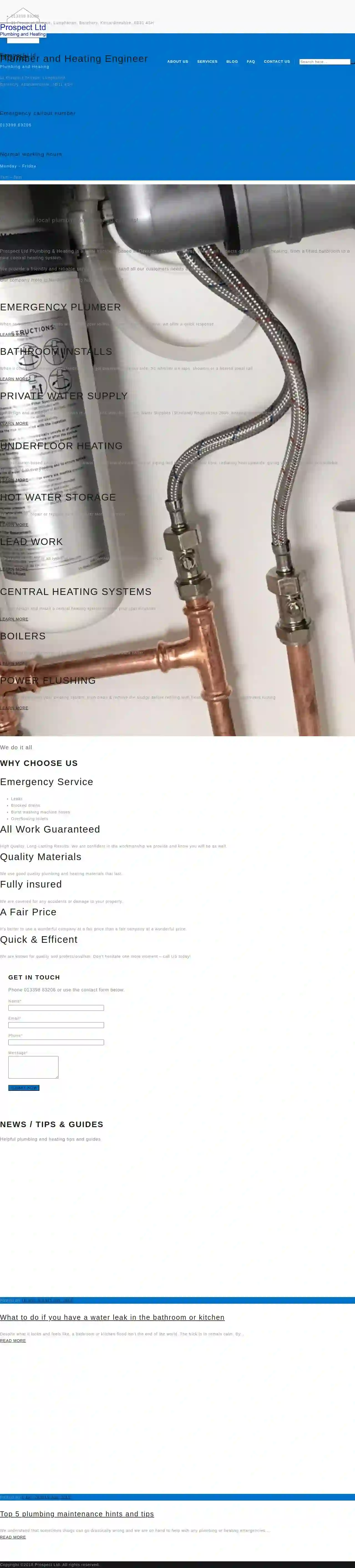 Prospect Ltd - Plumbing and Heating, Banchory, Aberdeenshire